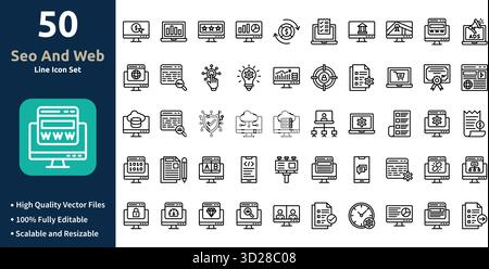 Seo And Web icon set in Outline style Minimilist and trendy Icon set Stock Vector
