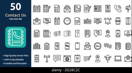 Contact us icon set in Outline style. Minimilist and trendy Icon set Stock Vector