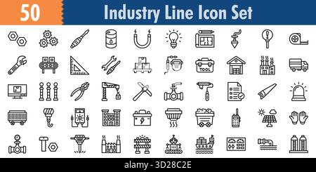 Industry icon set in Outline style Minimilist and trendy Icon set Stock Vector