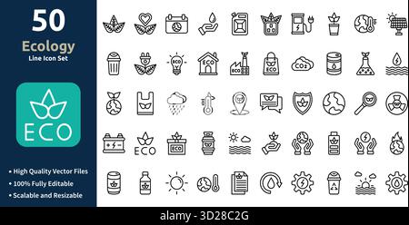 Ecology icon set in Outline style Minimilist and trendy Icon set Stock Vector