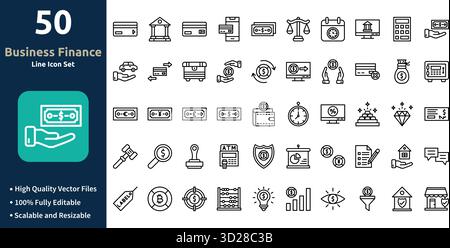 Business And Finance icon set in Outline style Minimilist and trendy Icon set Stock Vector
