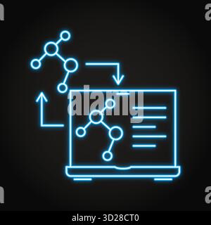 Digital twin model neon icon. Vector illustration Stock Vector