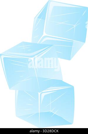 Realistic blue ice cubes floating in transparent water vector ...