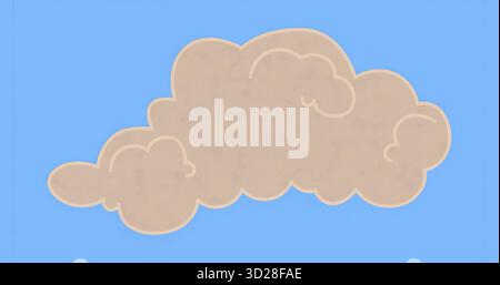 Floating cartoon-like beige cloud shape against bright blue sky backdrop, design element Stock Photo