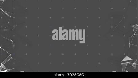 Displaying central grid of muted pastel squares on dark gray canvas, with white tech mesh lines Stock Photo