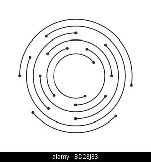 Circuit line dots connection, circle board. Motherboard electronic technology data, electrical board, cpu. Programming science, computer system elements. Vector illustration Stock Vector