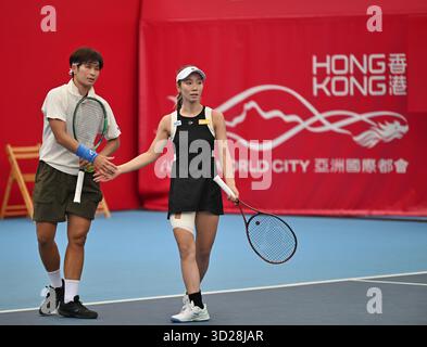 Thailand tennis player Peangtarn Plipuech and Japanese tennis player Momoko Kobori during a match at the Hong Kong Tennis Open on October 31, 2025 in Hong Kong. (Photo by Kobe Li/Nexpher Images/Sipa USA) Credit: Sipa USA/Alamy Live News Stock Photo