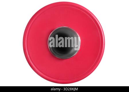 Red round plastic lid isolated on white background Stock Photo