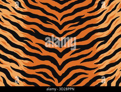Tiger skin background pattern design. Animal print vector illustration background. Wildlife fur skin design illustration for web, home decor, fashion, Stock Vector