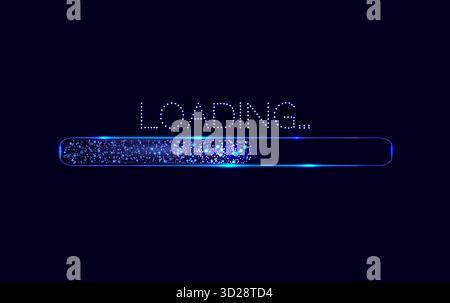 Loading bar, low poly style banner. Abstract modern vector illustration on blue background. Stock Vector