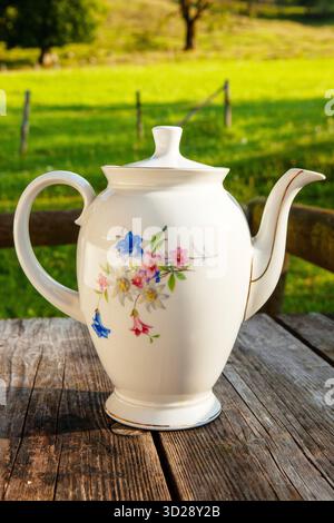 lovely vintage painted porcelain  coffee pot Stock Photo