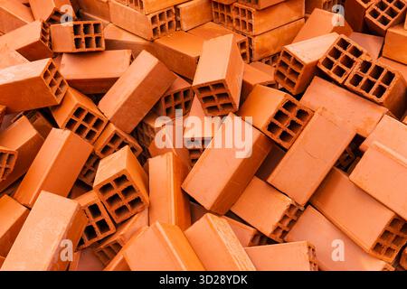 FIRED CLAY BRICKS VERY USED IN THE CONSTRUCTION Stock Photo