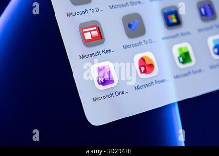 Poznan, Poland - October 16, 2025: Microsoft OneNote app on screen, offering dynamic features for capturing ideas, structuring notes, and improving ov Stock Photo