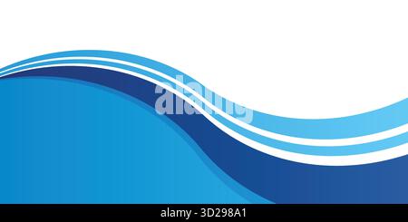 Abstract background with blue curves elements. Green simple geometric vector illustration. Wave layout banner business concept. Stock Vector