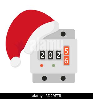 Festive 2026 countdown meter with Santa Hat Stock Vector