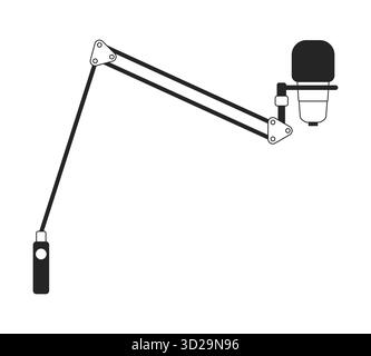 Professional boom arm microphone setup 2D line object Stock Vector
