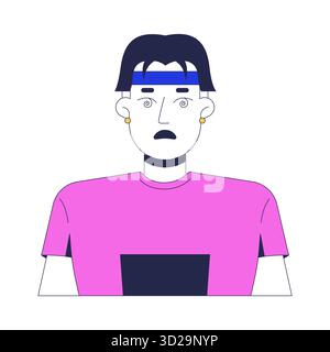 Chinese man with dizzy face expression 2D cartoon character Stock Vector