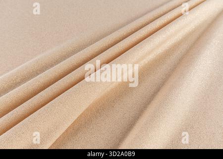 Beautiful fabric background in a golden shade with parallel soft pleats. the texture of the festive fabric. The concept of wedding, New Year's decor Stock Photo