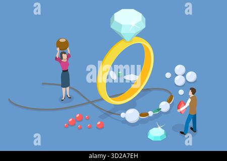 3D Isometric Flat Conceptual Illustration of Jewelry Industry, Working with Precious Stones and Metals 3D Isometric Flat Conceptual Illustration of Jewelry Industry, Working with Precious Stones and Metals Stock Photo
