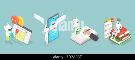 3D Isometric Flat Conceptual Illustration of GPT Chat, Virtual Dialog with ai Assistant 3D Isometric Flat Conceptual Illustration of GPT Chat, Virtual Dialog with ai Assistant Stock Photo
