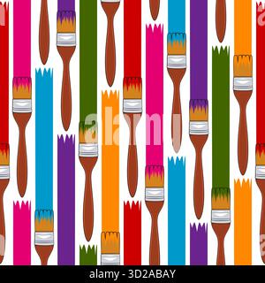 Seamless pattern with brushes for painting. Colored vector background Stock Vector