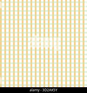 Gingham checkered seamless pattern in light orange and green color with evenly spaced woven squares. Timeless textile classic repeat design used for fabric, clothing, decor, crafts and backgrounds Stock Vector