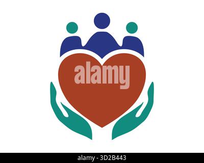 A minimalist caring people group icon showing unity, love, and teamwork. Perfect for community, social care, charity, friendship, and humanity themed Stock Vector