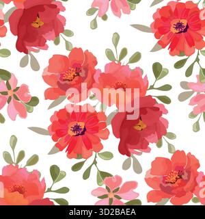 Vector floral seamless pattern in watercolor style Stock Vector