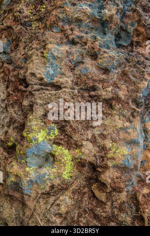 The texture and colors  of a rock in the desert, macrophotography captured in La Candelaria desert, in the eastern Andean mountains Stock Photo