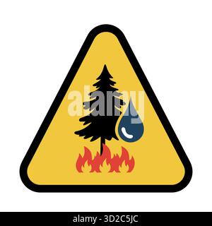 Wildfire warning sign. Forest fire vector. Caution danger symbol. Flame emergency element. Stock Vector