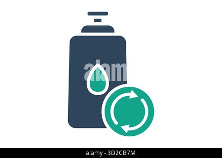 Reusable water bottle icon. solid icon style. icon related to sustainable. recycling elements vector illustration Stock Vector