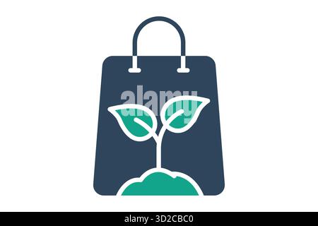 Bag icon. eco bag. solid icon style. icon related to packaging. recycling elements vector illustration Stock Vector