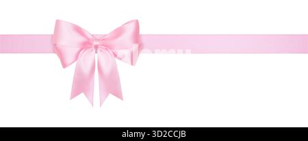 Pink Bow and Ribbon Isolated on White Background, Clipping Path Included Stock Photo