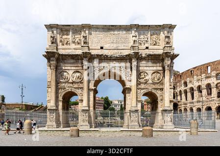Rome, Italy- View of The Arch of Constantine with the Roman Colosseum ...