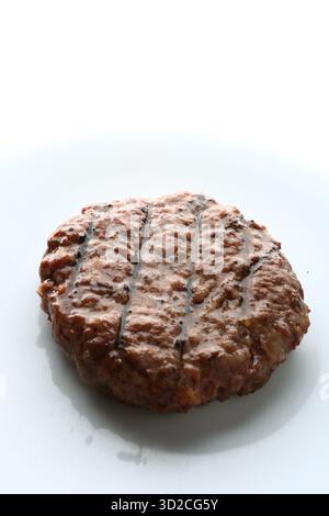 Juicy Hamburger with Fresh Ingredients Close Up Stock Photo