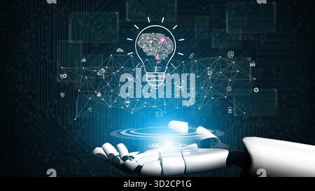 AI generating innovative ideas, linking data through neural networks, enhancing automation, powering SEO strategy, and enabling intelligent digital in Stock Photo
