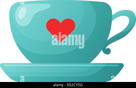 ceramic mug design, lovethemed warm beverage art, cozy ceramic cup with heart motif illustration Stock Vector