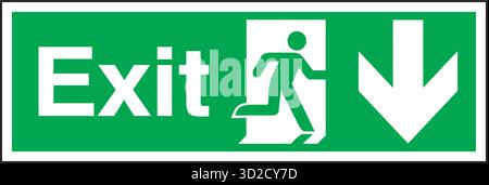 Emergency Exit Direction Sign indicates the safe route to follow during an emergency evacuation. Featuring clear arrows and symbols, it guides people Stock Vector