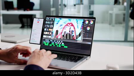 Efficient Mobile Software For Editing Videos On Your Laptop And Tracking Time - A Versatile Tool For Graphic Designers Stock Photo