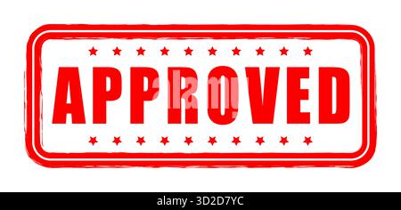 Red approved stamp with bold text and star symbol ideal for official confirmation certified quality assurance design perfect for business documents Stock Vector