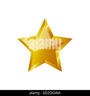 Realistic shiny golden star vector icon isolated on white background for decoration illustration design creative projects Stock Vector