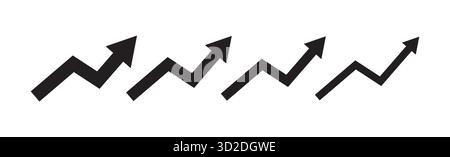 Various style graph chart arrows pointing upward symbolizing growth and progress vector set design representing success improvement and business Stock Vector