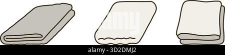 A narrow panel shows several neatly folded towels aligned in a short stack Stock Vector
