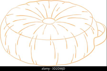 A circular cushioned pouf shows stitched segments and a side handle for easy moving Stock Vector