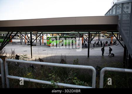 Berlin, Berlin, Germany. 1st Nov, 2025. Travelers board a FlixBus at Berlin's Central Bus Station (ZOB) on Saturday, November 1, 2025. The busy hub on Masurenallee connects Germany's capital with destinations across Europe, reflecting the growing popularity of low-cost intercity bus travel. (Credit Image: © Michael Kuenne/PRESSCOV via ZUMA Press Wire) EDITORIAL USAGE ONLY! Not for Commercial USAGE! Stock Photo