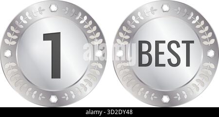 Silver award Number One and Best medals Stock Vector