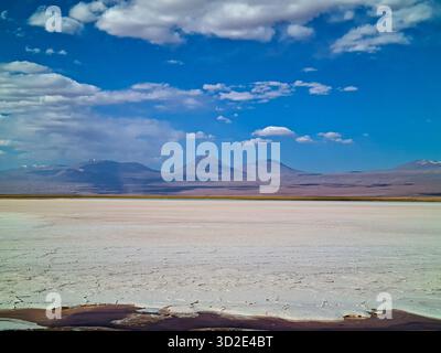 Licancabur Volcano over the Atacama Desert salt flats, Chile. Stock Photo