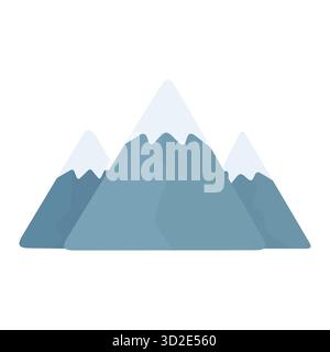 Minimalist mountain range with five peaks in varying shades of blue and gray. Ideal for nature, adventure, or outdoor-themed designs. Stock Vector