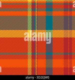 Vibrant plaid pattern featuring interlacing lines and bold colors. This textural design evokes warmth and tradition, perfect for backgrounds, textiles Stock Vector