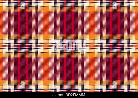 Autumn textile tartan vector, custom seamless check background. Seasonal texture pattern plaid fabric in red and dark colors palette. Stock Vector
